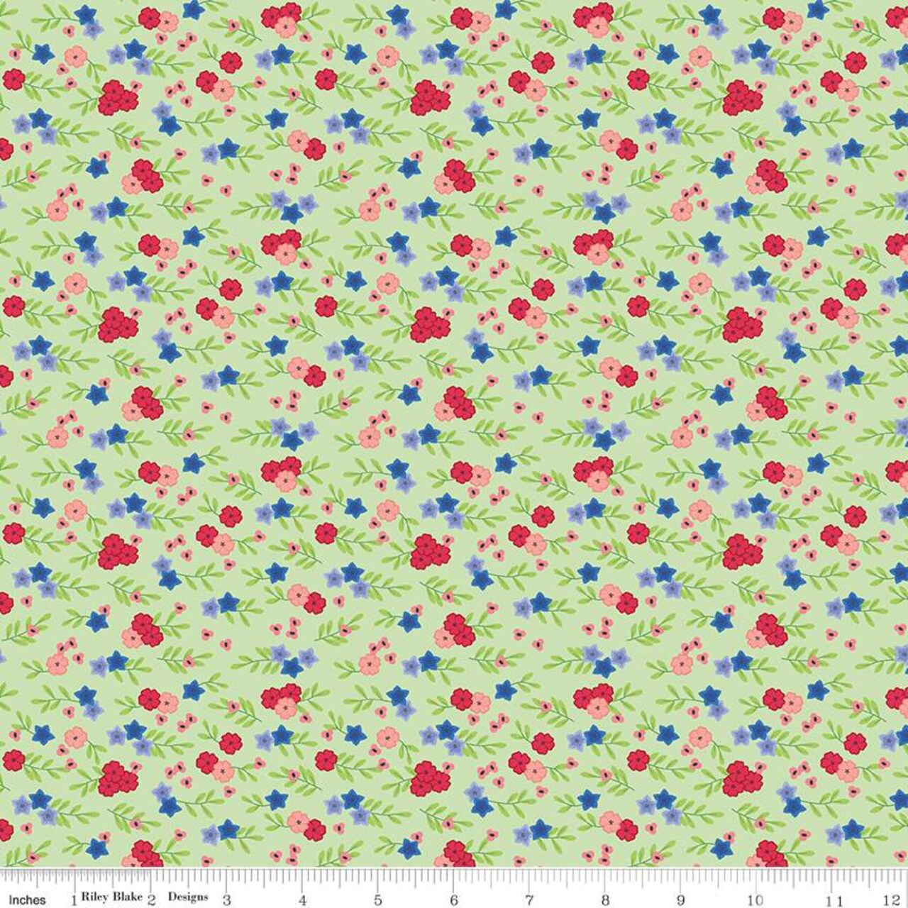 Floral in Green (c16184-green) | Cloudburst | Jill Finley | Riley Blake